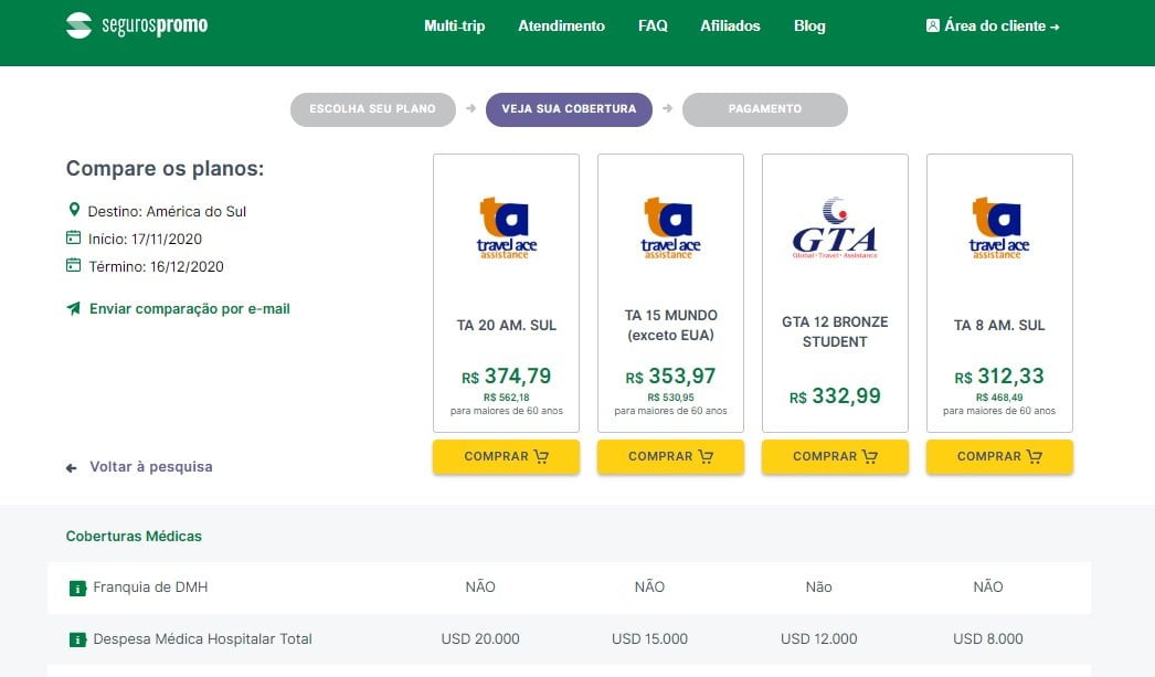 Seguro viagem América do Sul: compare