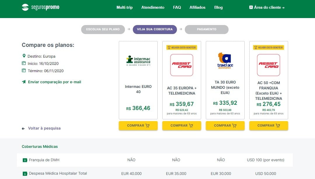 Seguro viagem Europa: compare