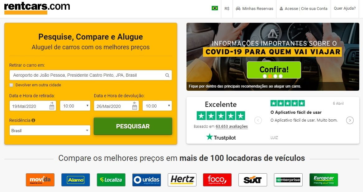 Aluguel de carro em João Pessoa: Rentcars