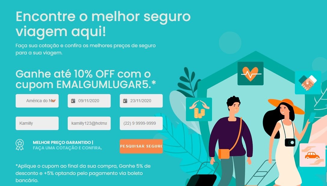Seguro viagem Canadá: página de seguros