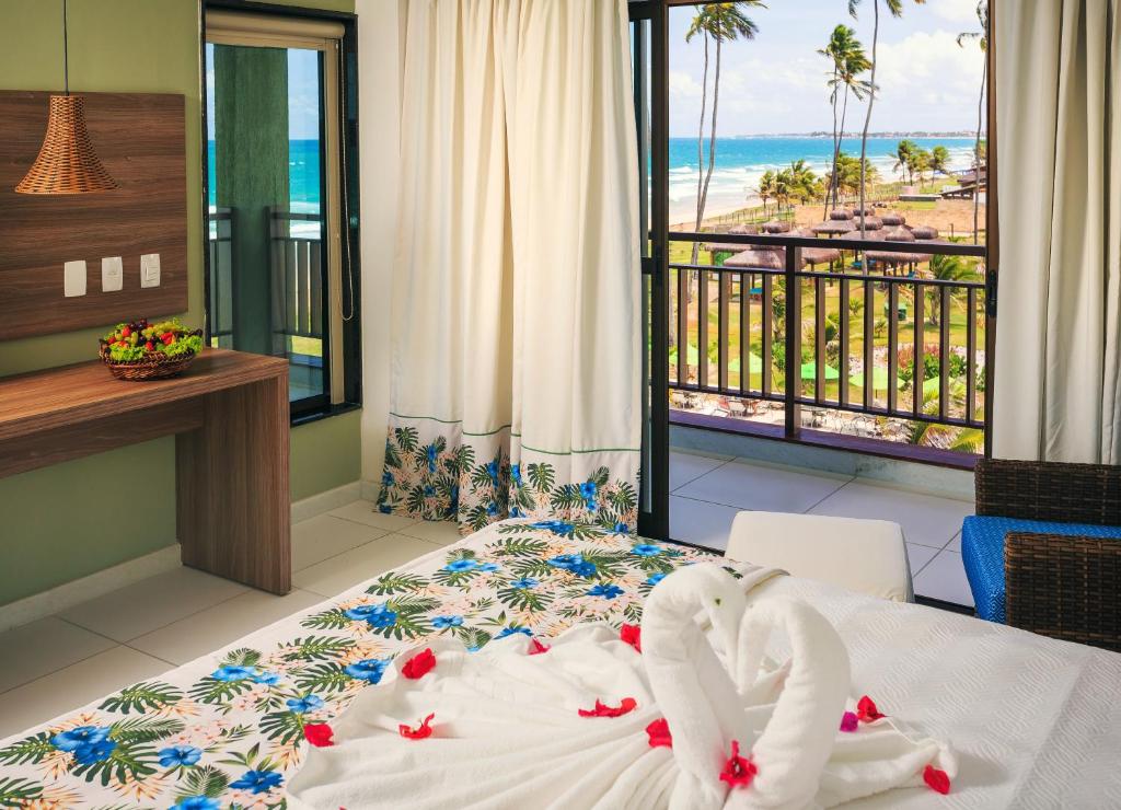 Quarto de casal com sacada para o mar em Porto de Galinhas