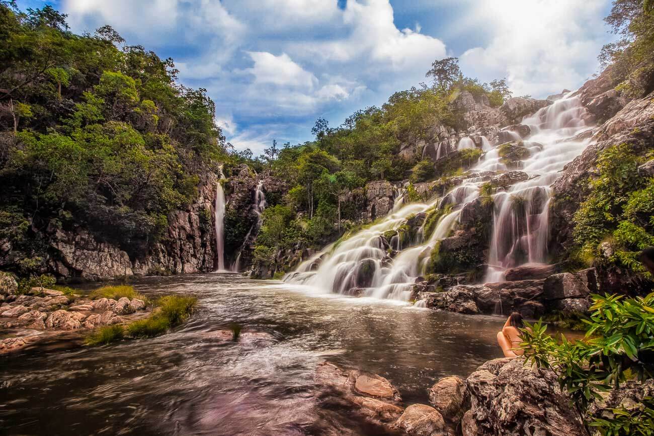 Vista panorâmica da Cachoeira da Capivara na Chapada dos Veadeiros