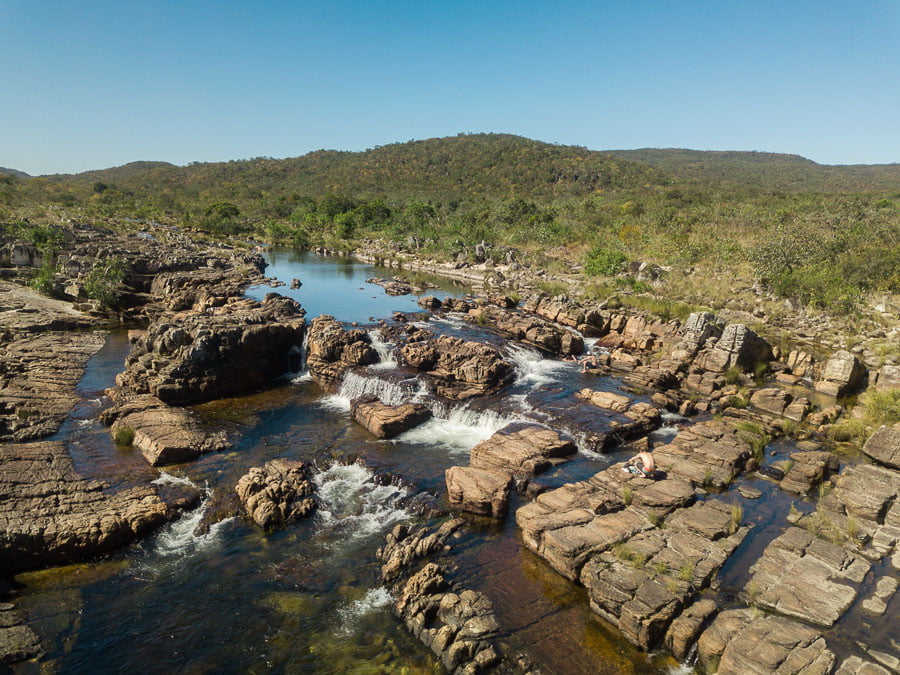 Piscinas naturais nas Corredeiras do Rio Preto na Chapada dos Veadeiros