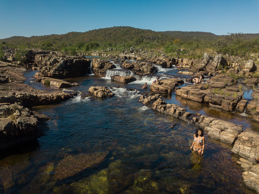Piscinas naturais nas Corredeiras do Rio Preto na Chapada dos Veadeiros
