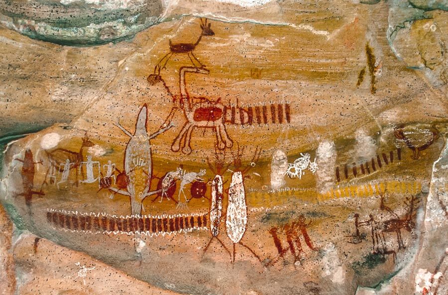 Pintura rupestre em rocha no Parque Nacional Serra da Capivara