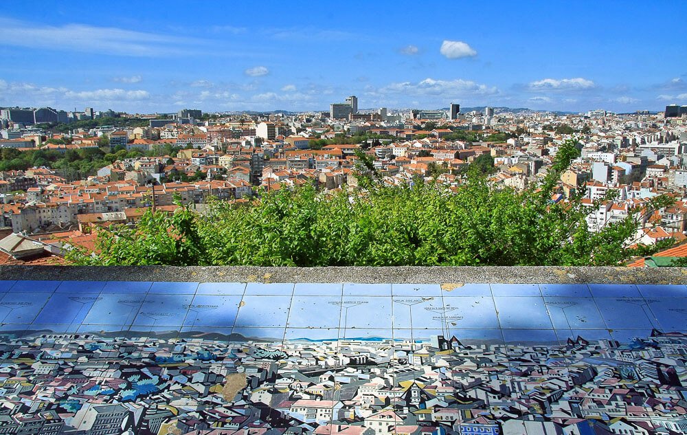 Vista encantadora de Lisboa diretamente do Miradouro da Senhora do Monte.