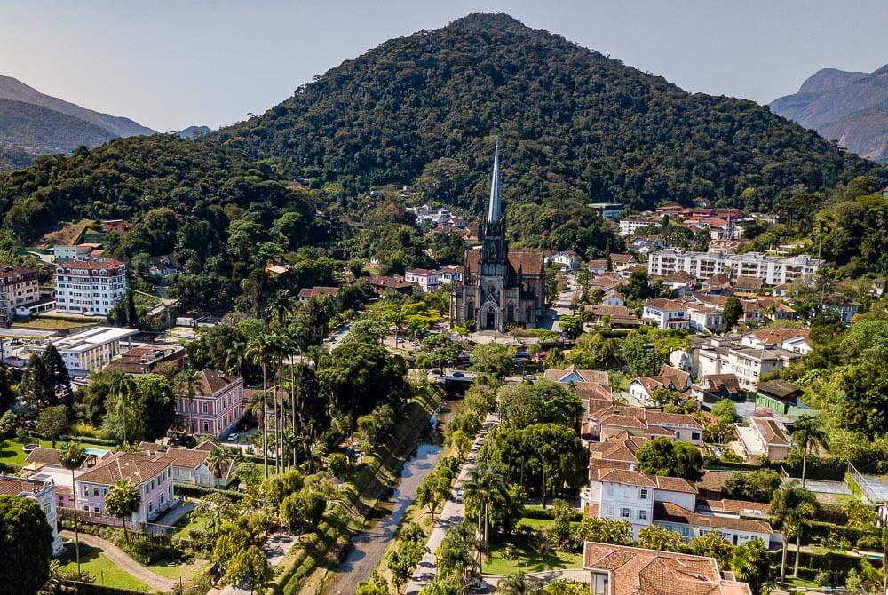 Vista aérea do Centro Histórico da cidade de Petrópolis.