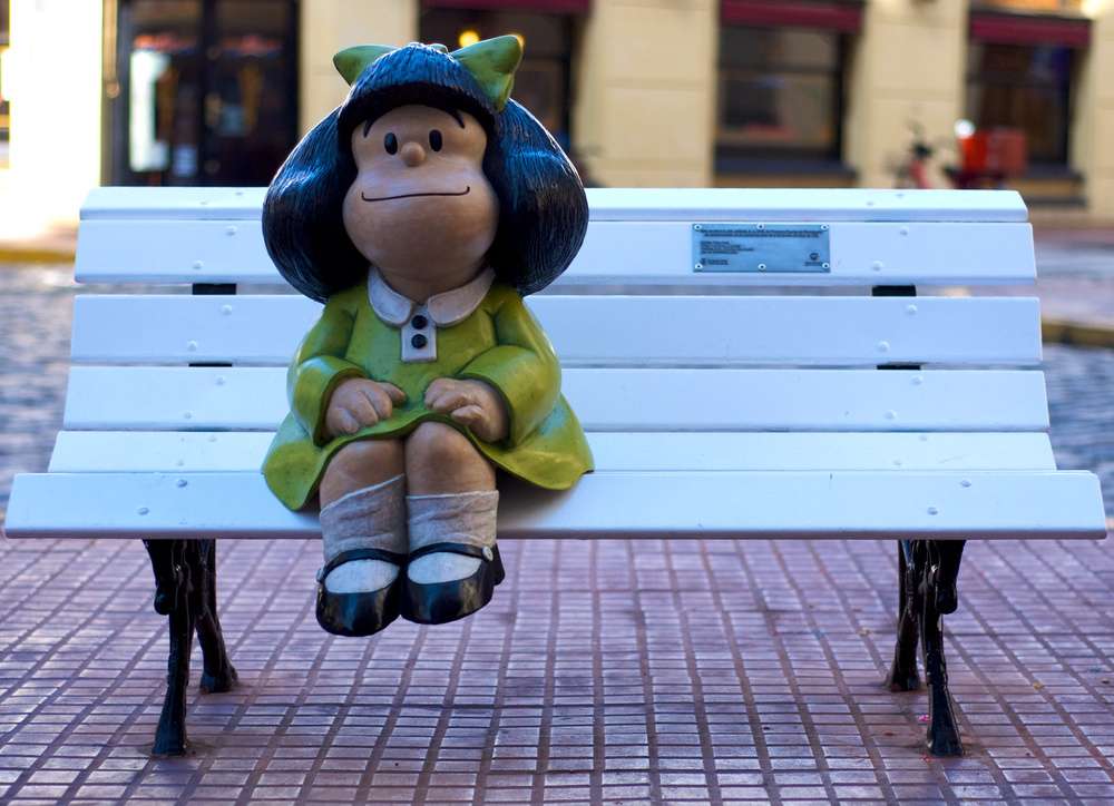 A estátua da personagem Mafalda, na região de San Telmo.
