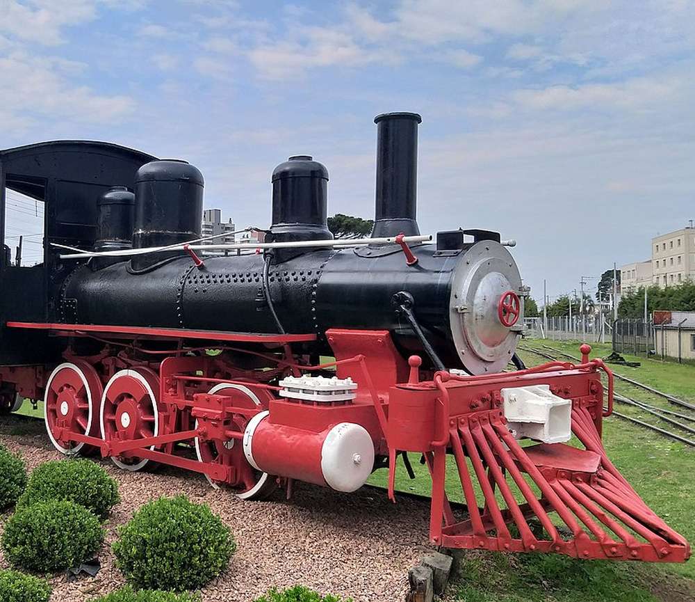 Foto tirada durante o dia da locomotiva Maria Fumaça, na cidade de Bento Gonçalves.