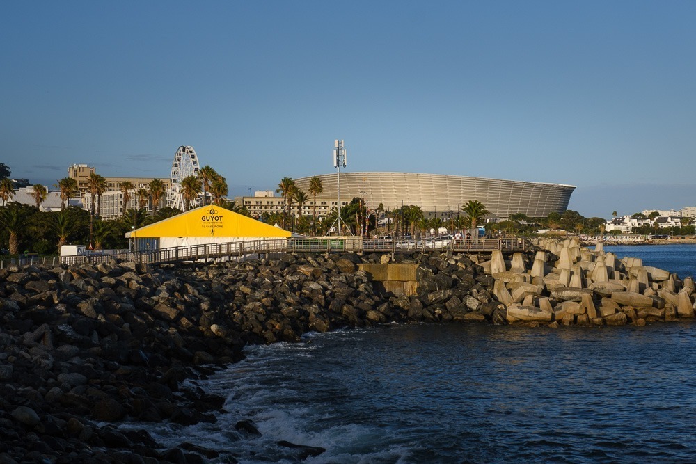 Vista para os arredores do Estádio de Cape Town.
